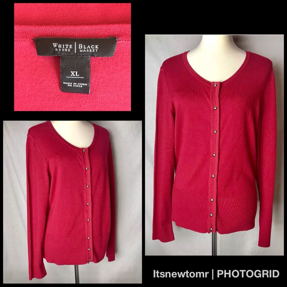 White House Black Market XL Red Cardigan Sweater